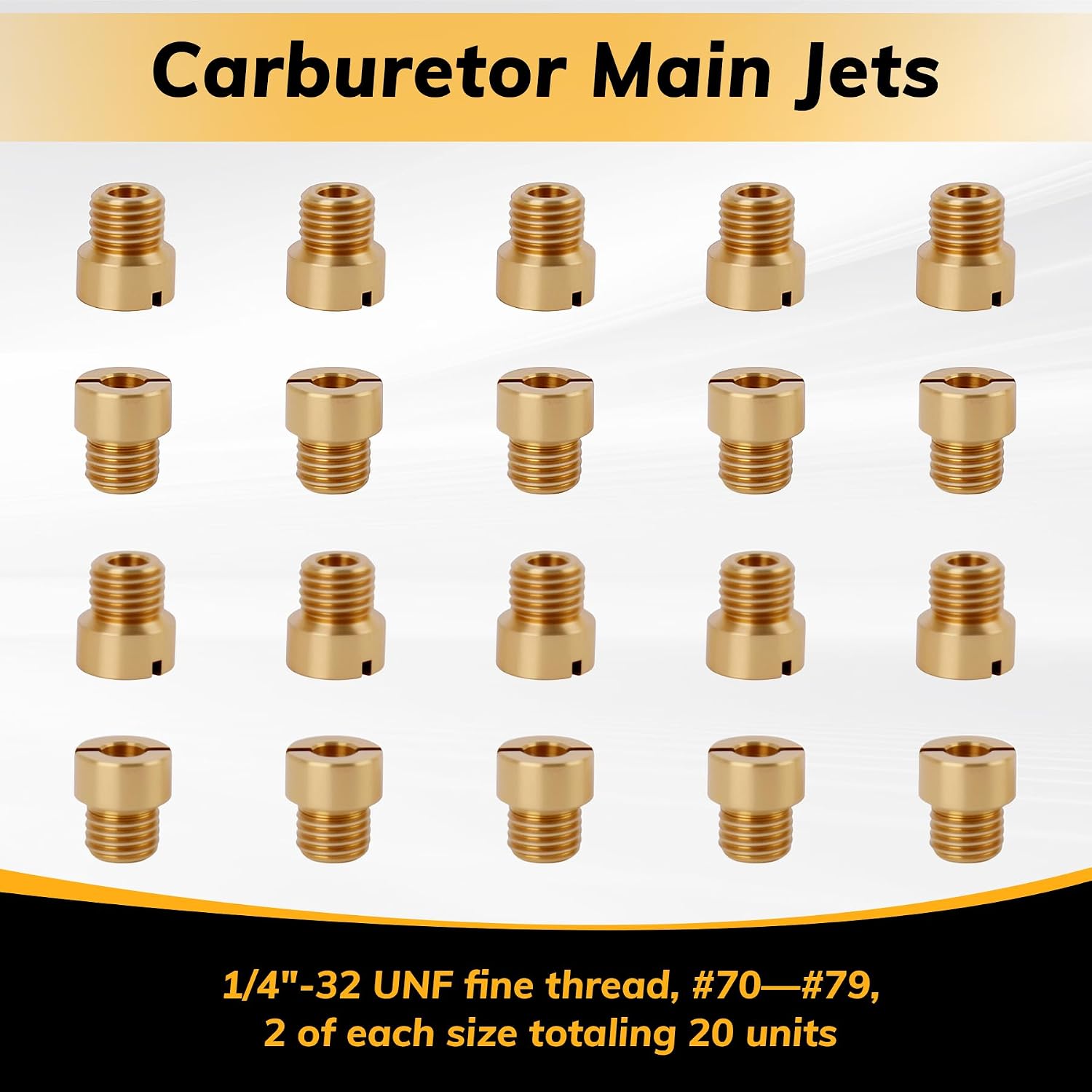 Carburetor 1/4-32 Gas Main Jet Assortment Kit, Compatible with Holley Style Carburetors, 2 each 70 71 72 73 74 75 76 77 78 79, Thread Size: 1/4"-32