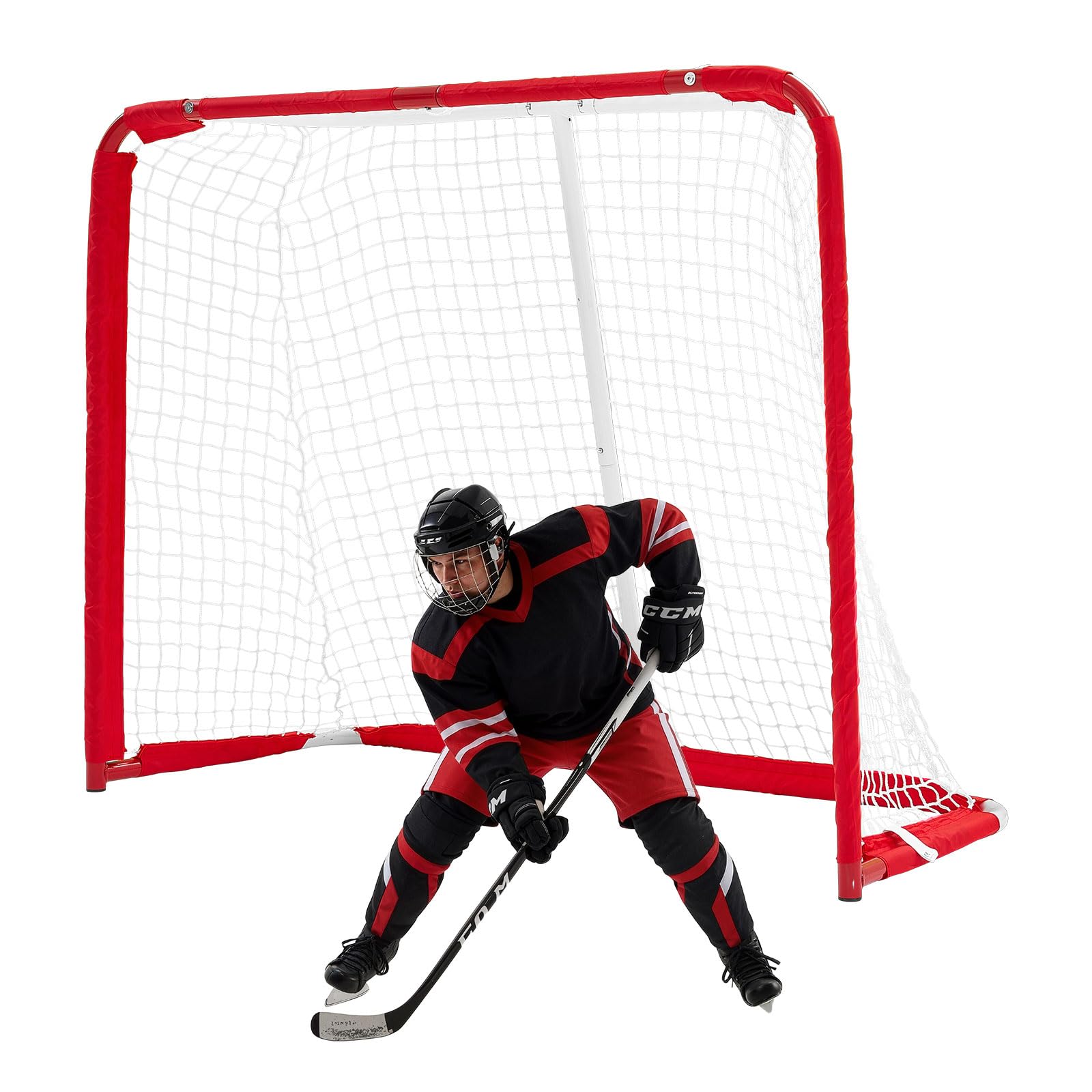 VEVOR Bersaglio da hockey su strada, strada in acciaio pesante + reti da hockey su rotelle, rete da hockey durevole per interni ed esterni, leggero, allenamento portatile, facile da montare per
