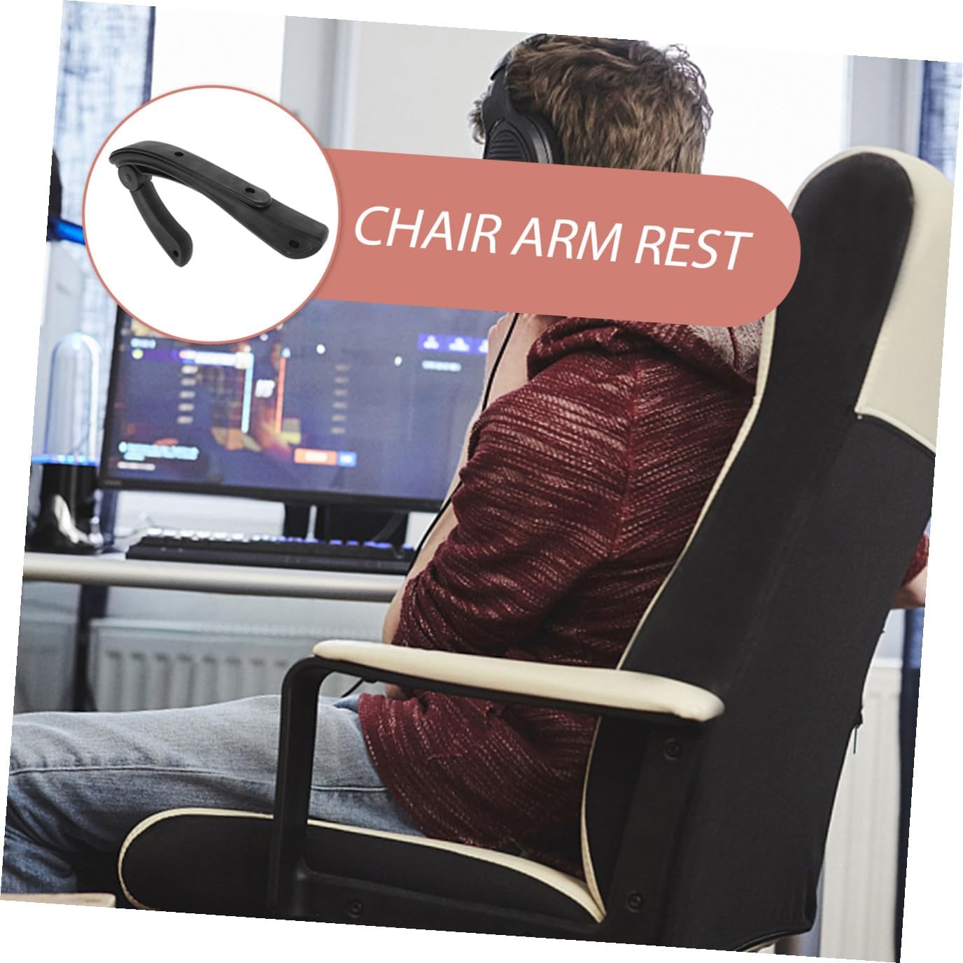 2pcs Sturdy Armrest Replacement for Office and Gaming Chairs Plastic Arm Rests for Daily Use Easy to Install Suitable for Elderly and Pregnant Women