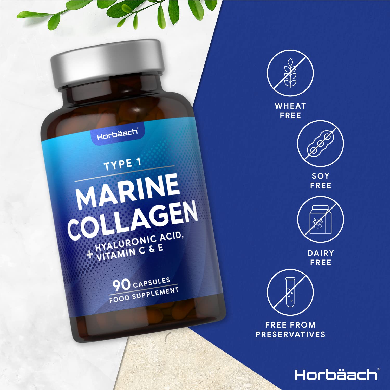 Buy Marine Collagen Capsules 1000mg with Hyaluronic Acid, Vitamin C