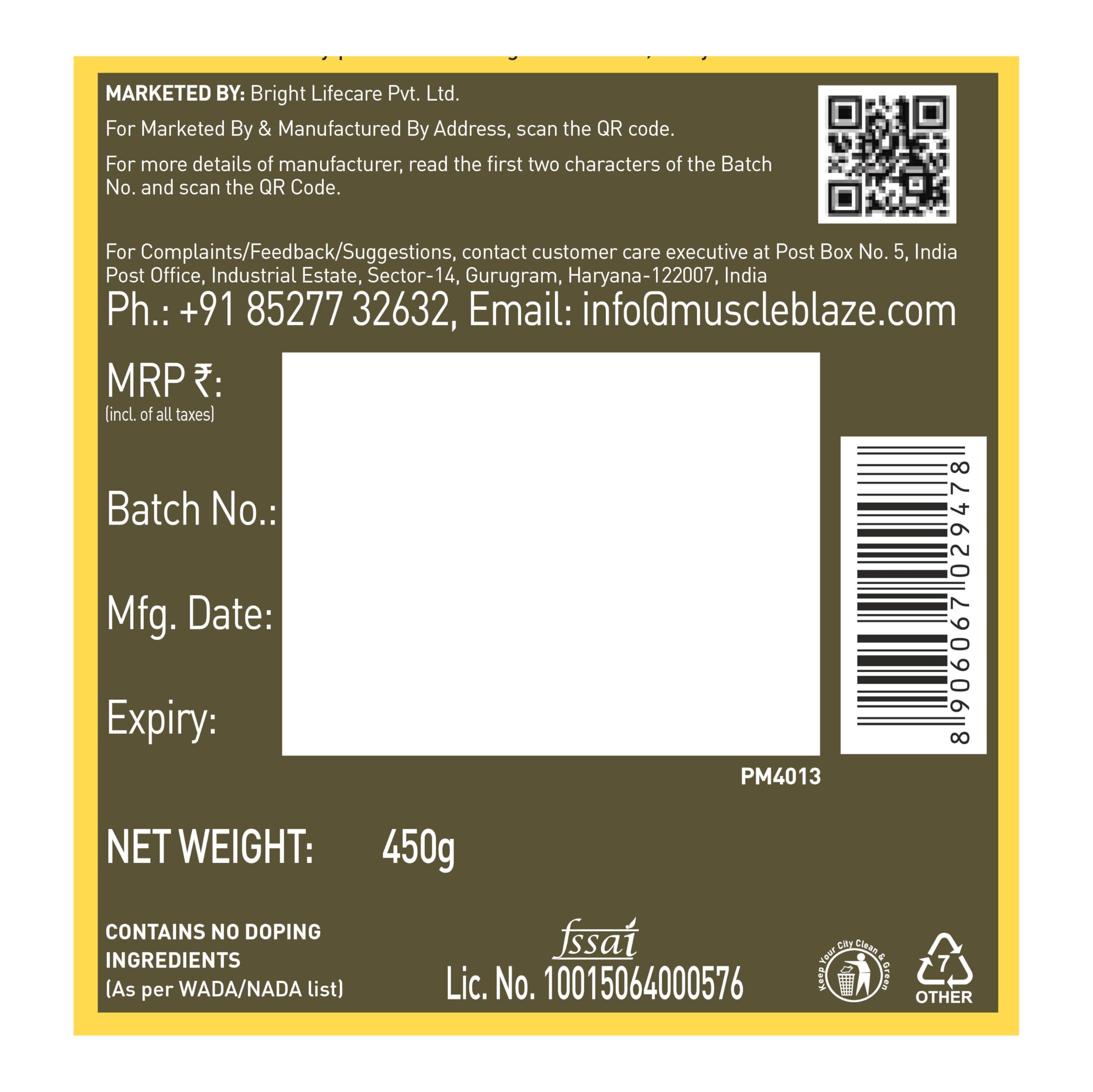 MuscleBlaze BCAA Gold 8:1:1 Powder, Watermelon (60 Servings, 450g) | With Higher Leucine, Electrolytes & Glutamine - Image 6 thumbnail