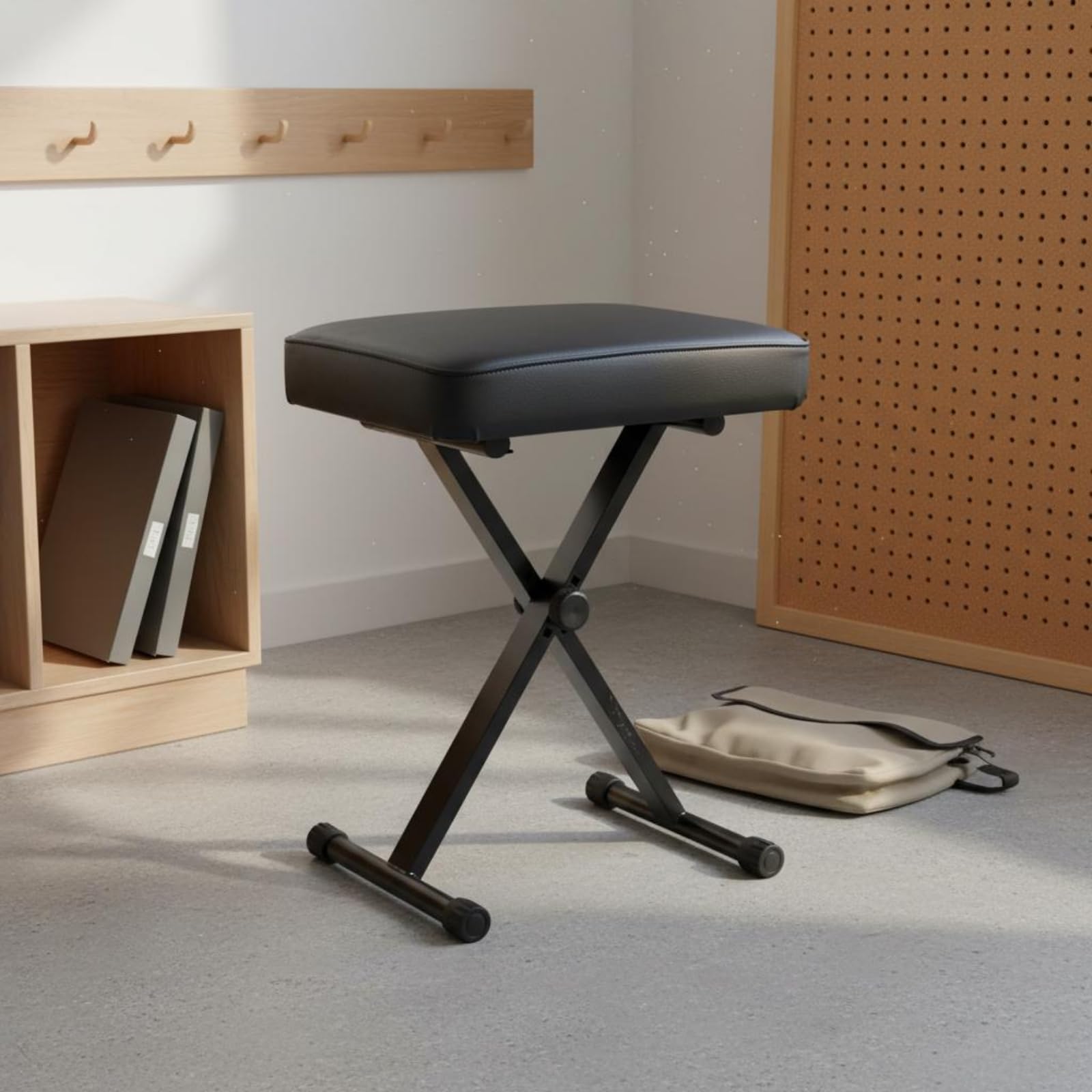 Höhenverstellbare Adjustable Piano Bench Höhenverstellbar Faltbare Klavierbank Faltbar X-förmiger Klavierstuhl für Keyboardspieler, Proberaum, Schwarz