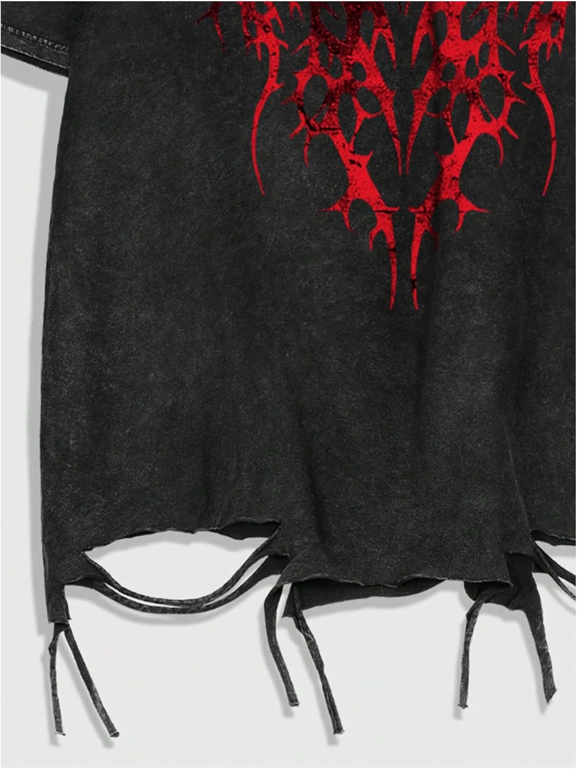 Verdusa Men Ripped Graphic Tees Short Sleeve Drop Shoulder Grunge Punk Oversized Tshirts Emo Scene Clothes Streetwear - Image 2