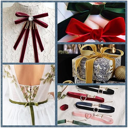 Miniatura 7 de Abbaoww Cinta de terciopelo caqui de 50 yardas de 34 pulgadas para envolver regalos, decoración de boda, proyecto de bricolaje