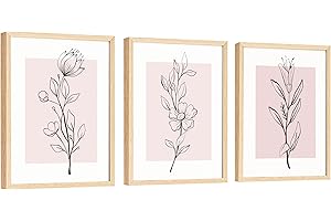 EXCOOL CLUB Pink Botanical Wall Art: Adorn Your Bedroom with Blush Blooms