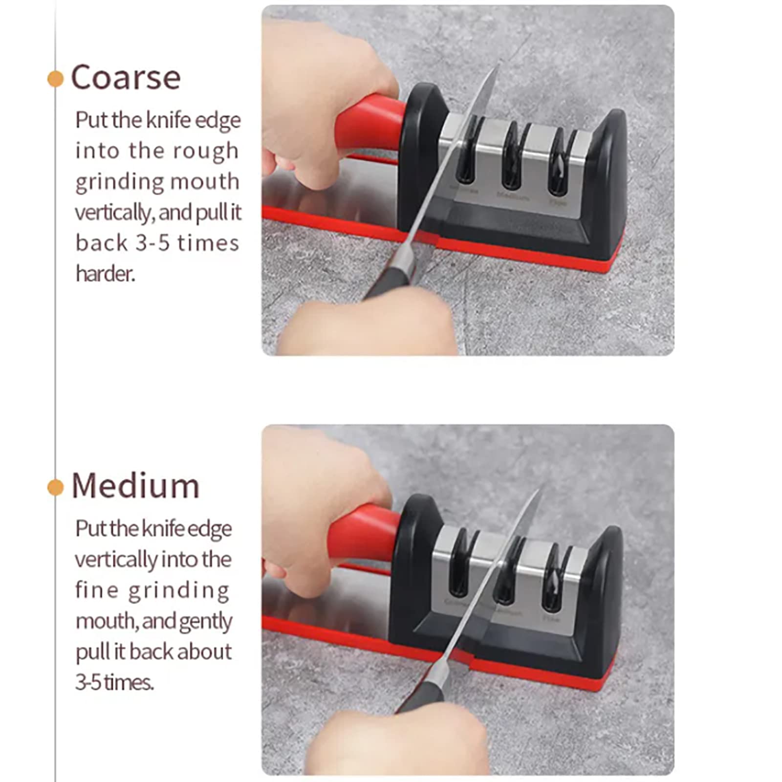Küchenmesserschärfer, 3-Stufen-Messerschärfer Mit Rutschfester Unterlage Und Bequemem Griff, Ergonomisches Design Und Schnell Und Effektiv, Einfach Und Sicher Zu Bedienen, Für Küche, Zuhause