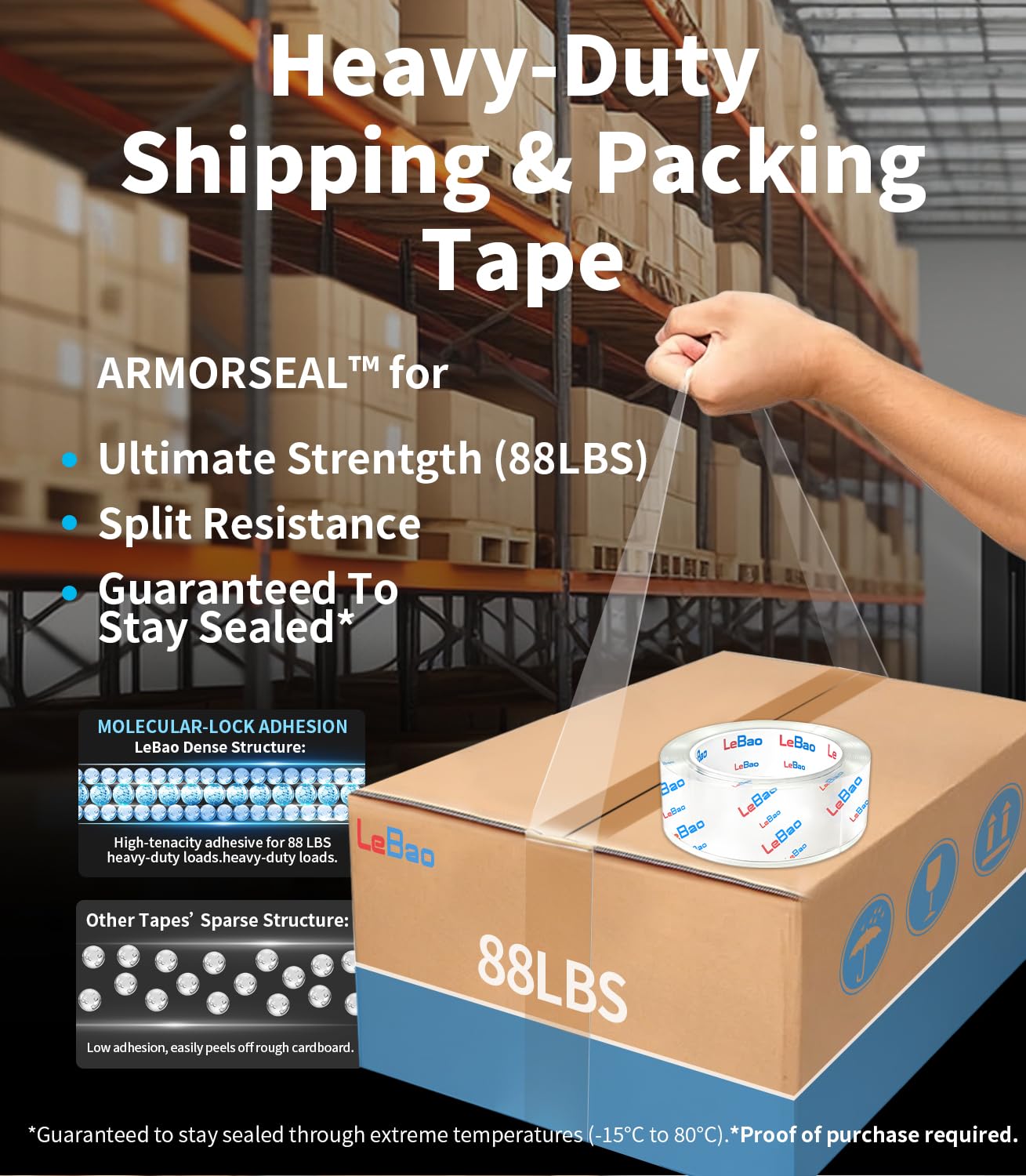Pro-Seal [2.7 Mil Thick] 6 Rolls Heavy Duty Packing Tape with [Safe-Click] Dispenser, 1.88 Inch x 360 Yards Total, Crystal Clear Shipping Tape Refills for Moving Boxes, Easy Start & Long-Lasting