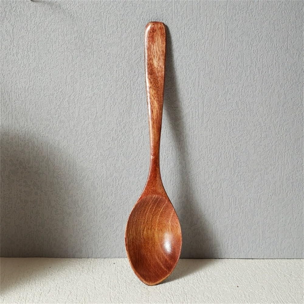 Cucchiaio di Legno da Cucina Cucchiaio di Legno in Stile Giapponese for Adulti, Semplice, retrò, for zuppa, Cucchiaio di Riso, 18x3,5 cm