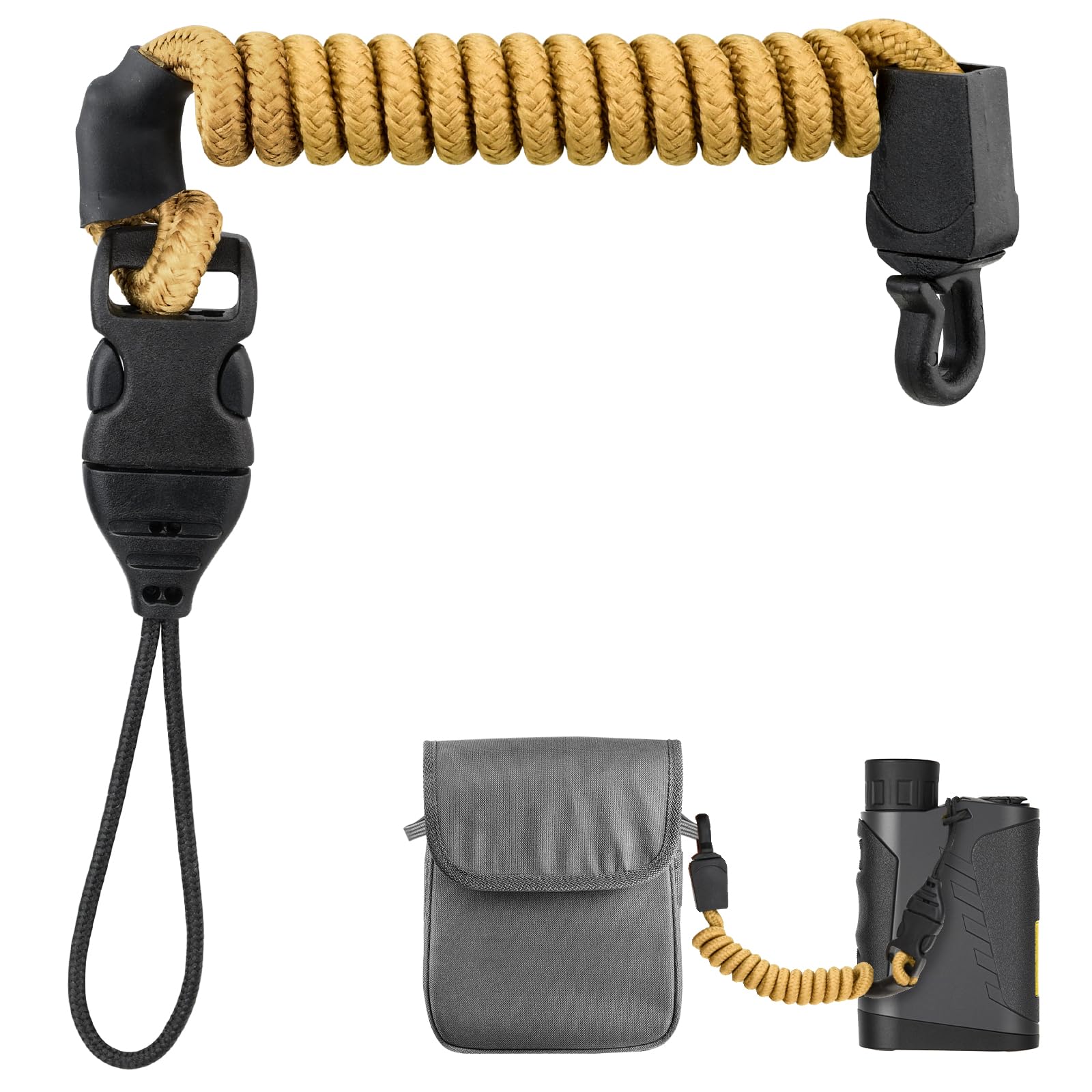 Rangefinder Tether, Detachable Range Finder Lanyard for Hunting, Retractable Nylon Elastic Rope Khaki Short-image-30