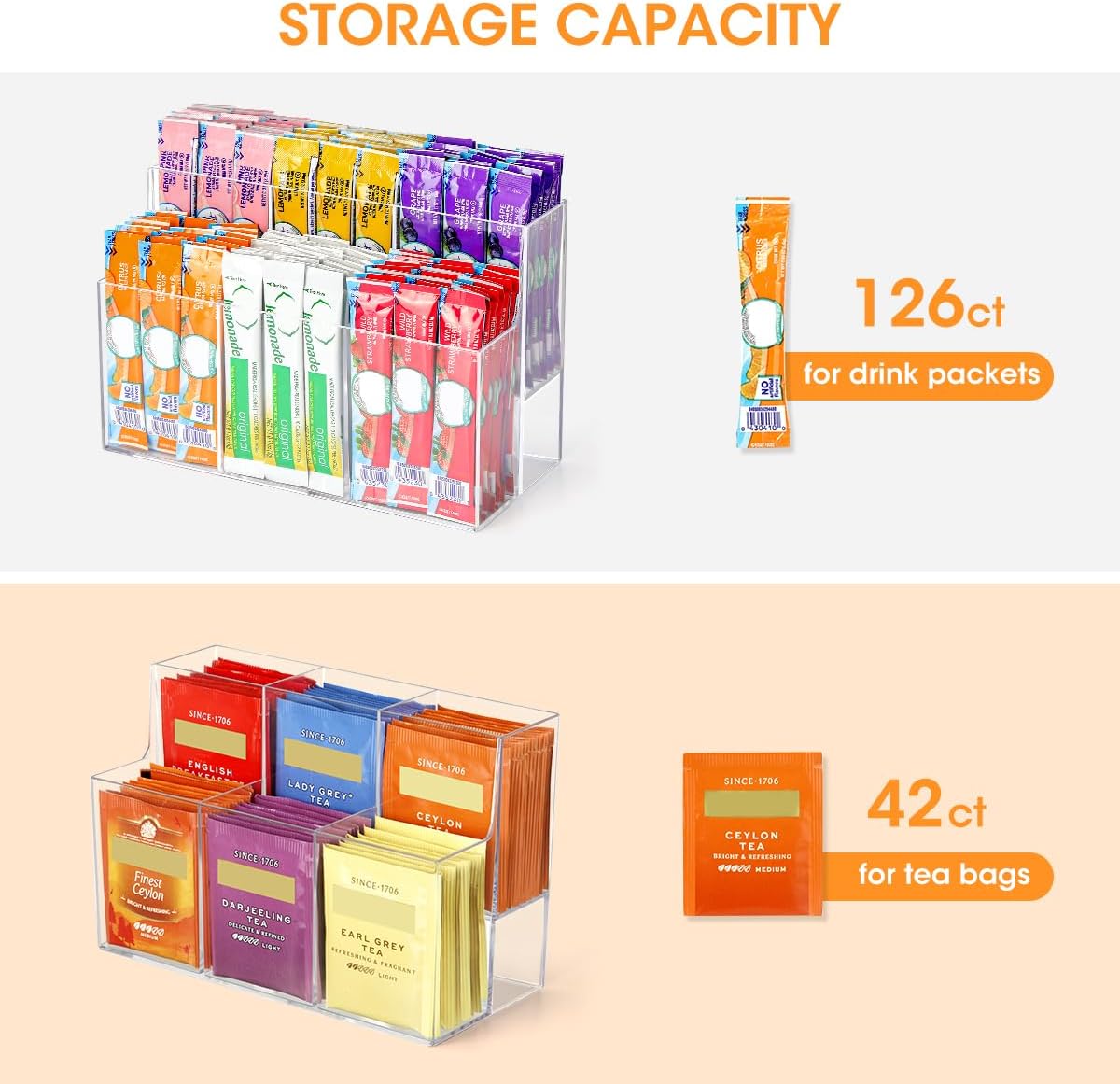 AIEVE Magnetic Drink Packet Organizer, 2-Tier Fridge Organizer