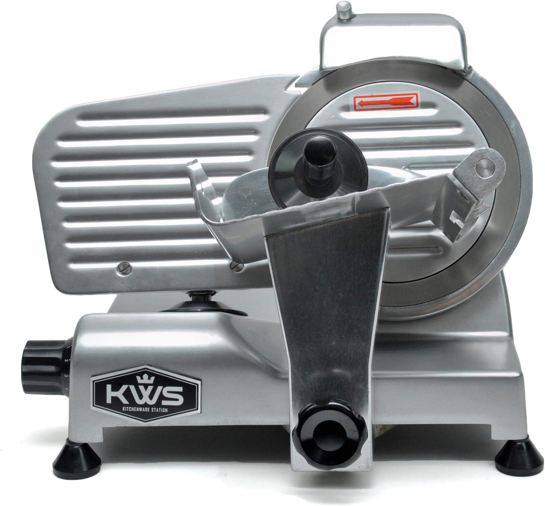KWS Premium MS-6SS 200W Electric Compact Slicer 7.67 Inch Stainless Steel Blade, Frozen Meat/Deli Meat/Cheese/Food Slicer Low Noises Commercial and Home Use