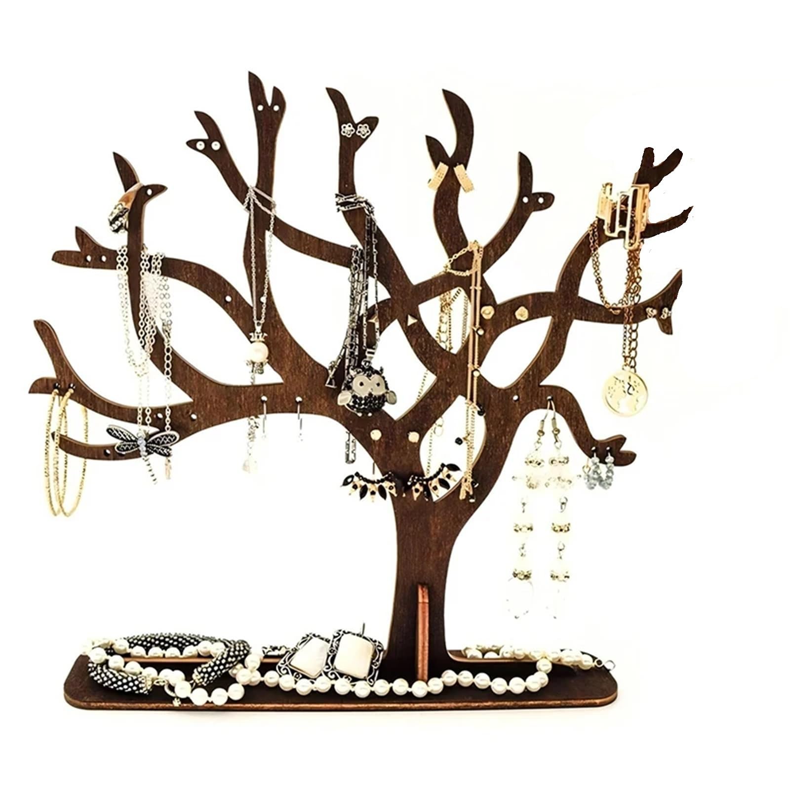 Zymjzbetic Jewellery Tree Jewelry Display Stand Wooden Tree Tower Rack Hanging Organizer For Ring Earrings Necklace