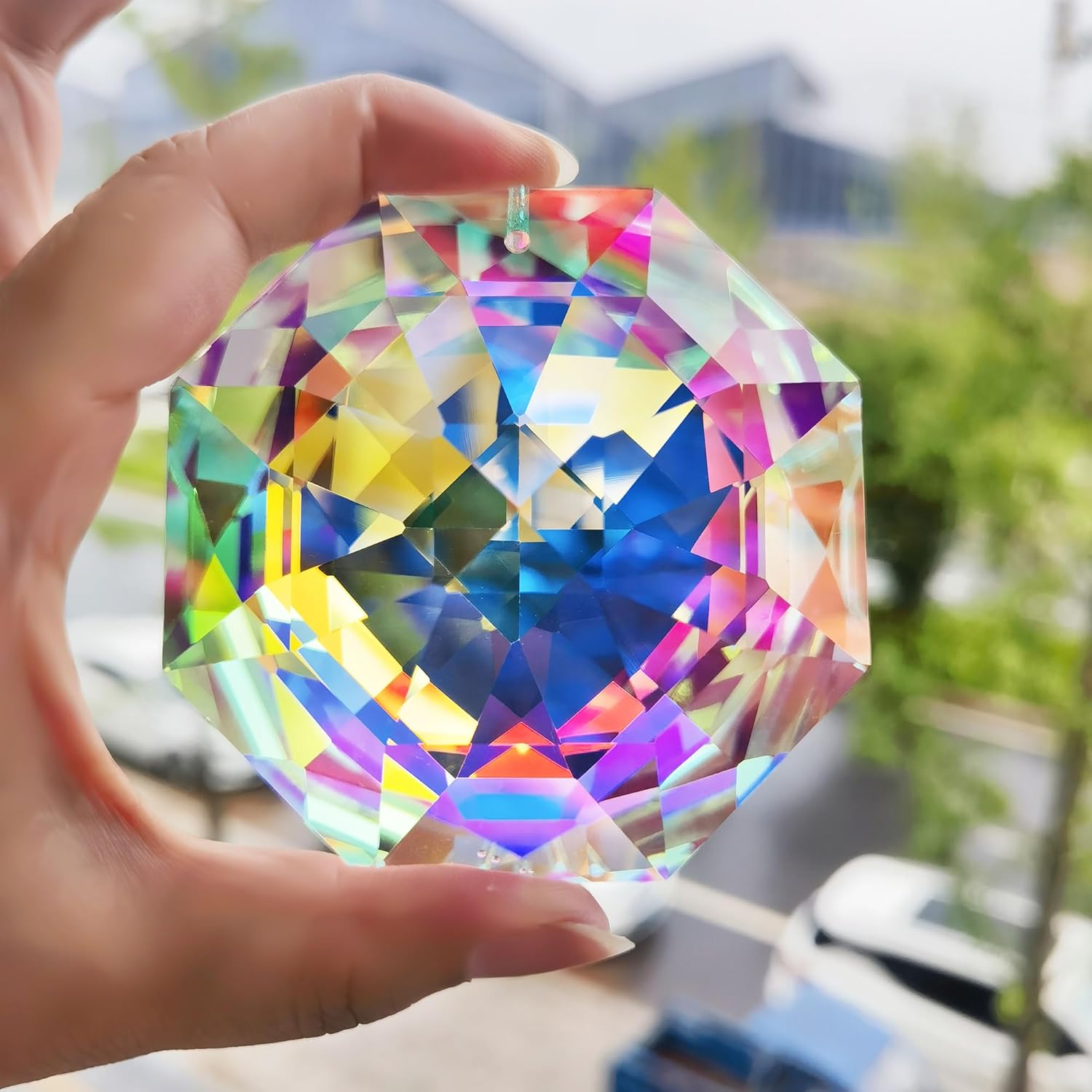 3 Inch Rainbow Sun Catcher Crystals for Windows AB Colored Large Crystal Octagonal
