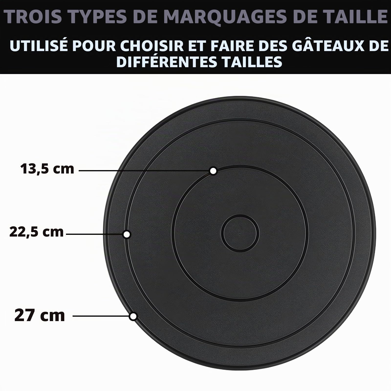 Plateau Tournant Patisserie,Plateau à Gâteau Rotatif Noir,Plateau Tournant Gateau 27cm,Plateau Gateau, Accessoires pour Pâtisserie