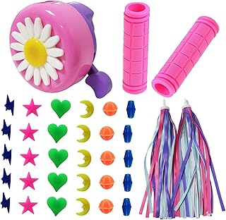 Kids Bike Accessories with Bike Bell,Bike Handlebar Streamers,36PCS Bike Wheel Spokes Beads,Bicycle Handlebar Grips for Kids Bike Decoration Accessories Set