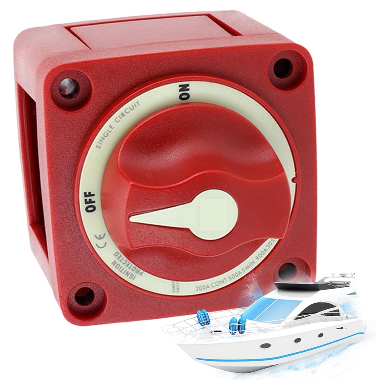 Interruptores marinos, Desconectador de batería de alto rendimiento de 300 A, resistente al agua, for barcos, camiones, autocaravanas y más, de 12 V a 48 V.