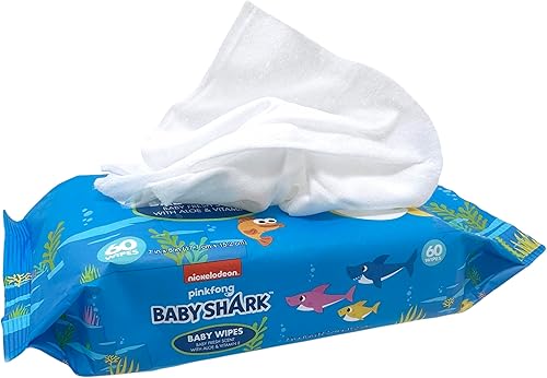 Miniatura 7 de Baby Shark - Toallitas para bebés de 60 unidades con aloe y vitamina E, paquete de 24