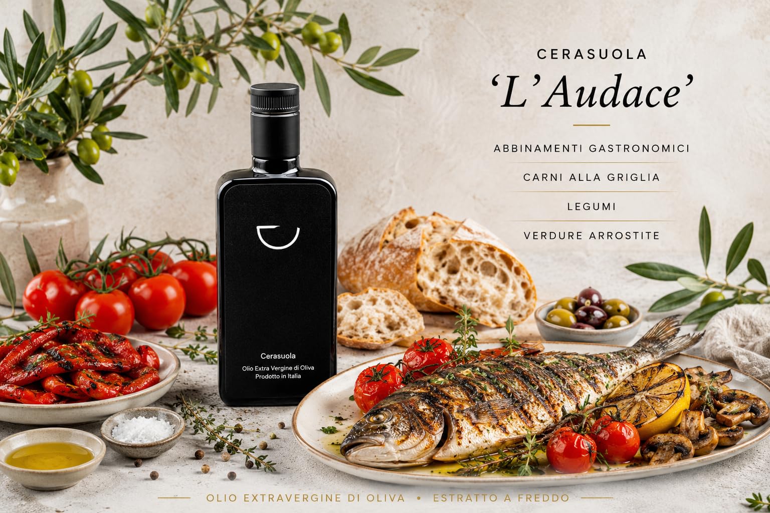 Nourish Me - Cerasuola ' L'Audace' Olio Extravergine di Oliva Italiano. Estratto a Freddo. Alto Contenuto Fenolico (500 ml)