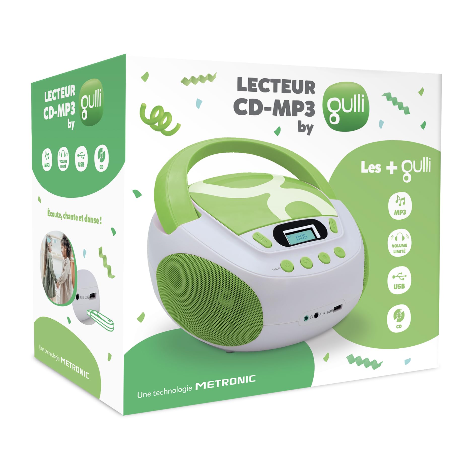 METRONIC Gulli Lecteur CD-MP3 avec Port USB Vert