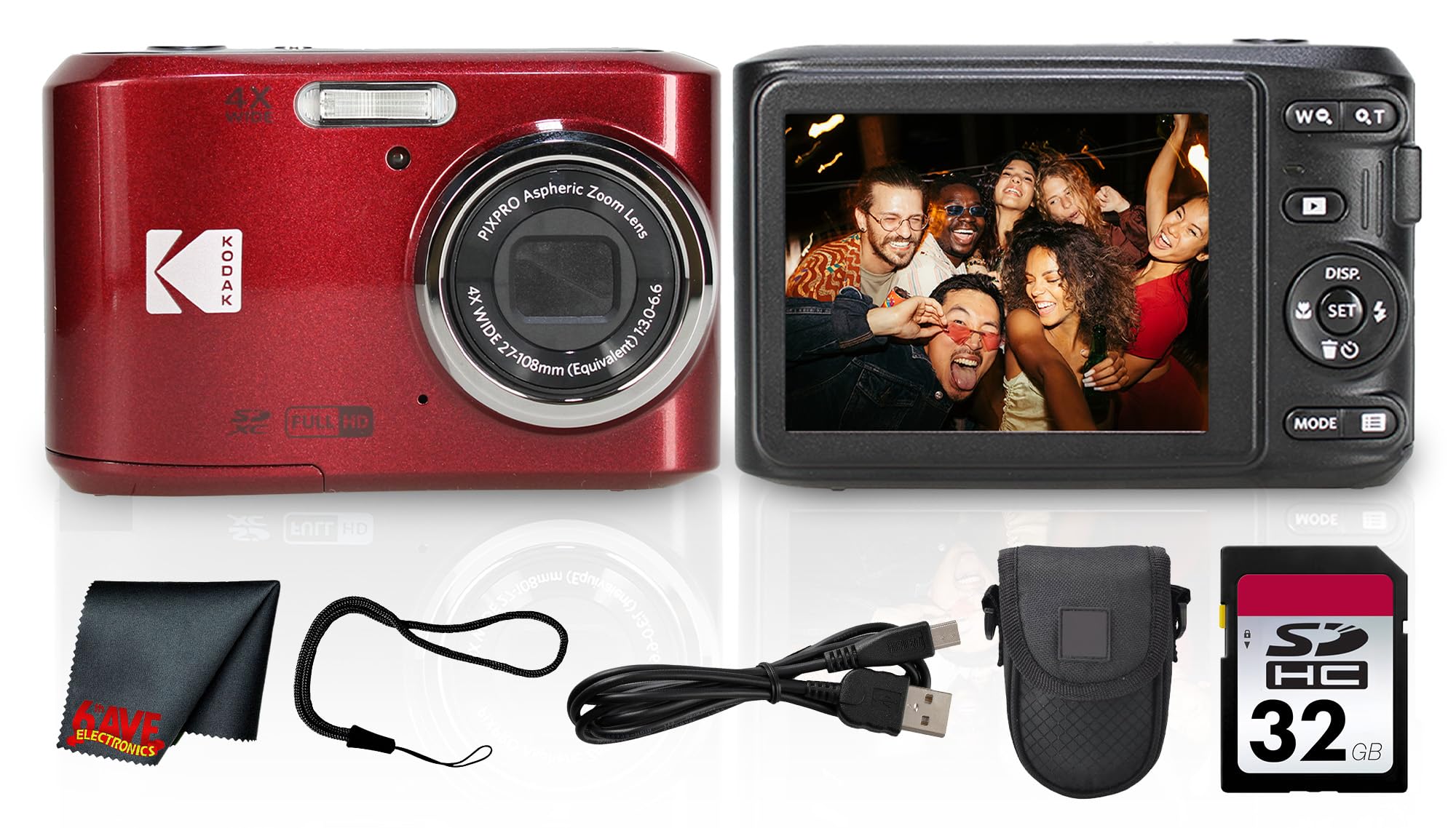 Kodak PIXPRO FZ45 Digital Camera (Red) | 16MP Sensor, 4X Optical Zoom, 27mm Wide-Angle Lens & Full HD Video | Great for Travel & Family Photos (FZ45RD) + 32GB Card + Camera Case + Cleaning Cloth-image-24