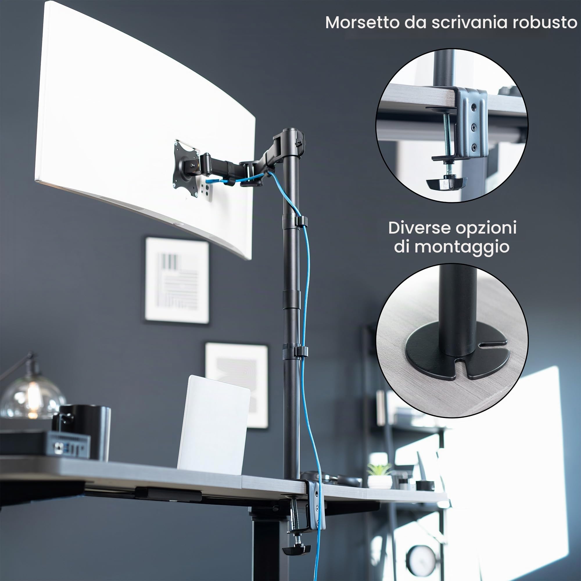 VIVO STAND-V001T - Supporto da tavolo per monitor singolo, extra alto, completamente regolabile per 1 schermo LCD fino a 32", ultra wide screen fino a 38", capacità 10 kg