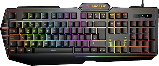 Lapcare Champ (LGK-102) Multi Key Anti ghosting Mechanical RGB Gaming Keyboard, Rubber Dome Key Switches, Spillproof, 2 USB Passthrough,3…