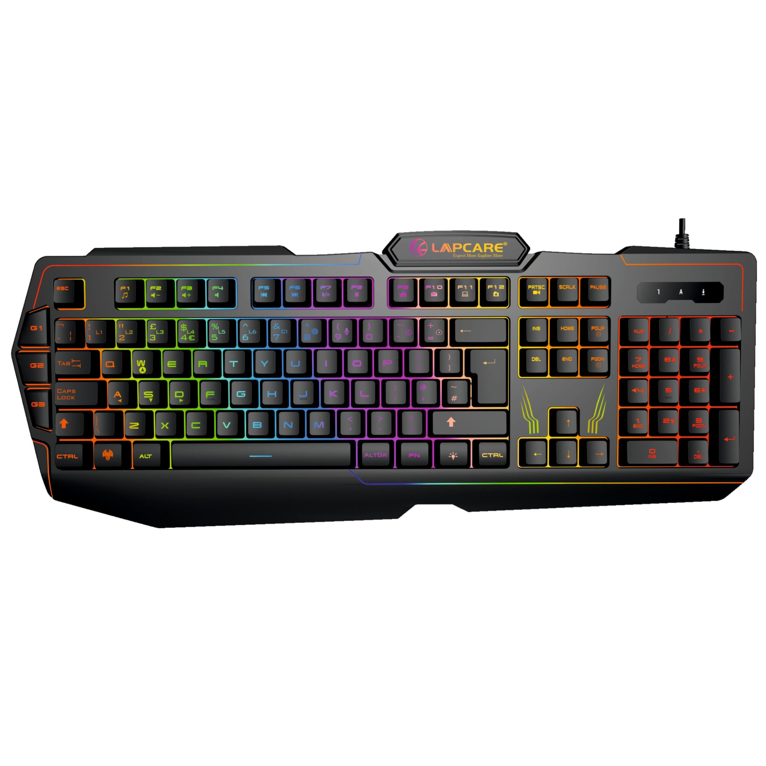 LAPCARE Champ (LGK-102) Multi Key Anti ghosting RGB Gaming Keyboard, Rubber Dome Key Switches, Spillproof, 2 USB Passthrough,3 Programmable G Buttons RGB LED Backlit, |1 Year Warranty-image-15