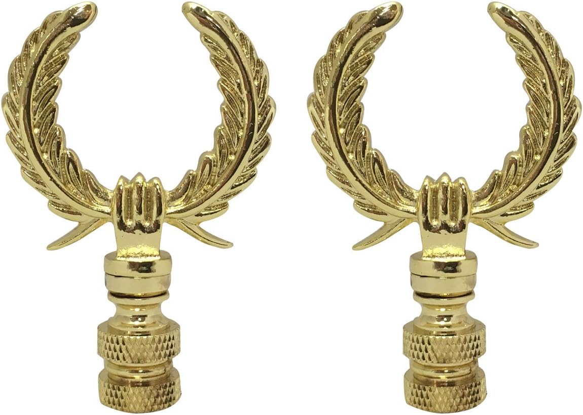Royal Designs Laurel Wreath Lamp 2.75" Lamp Finial for Lamp Shade, Polished Brass - Set of 2