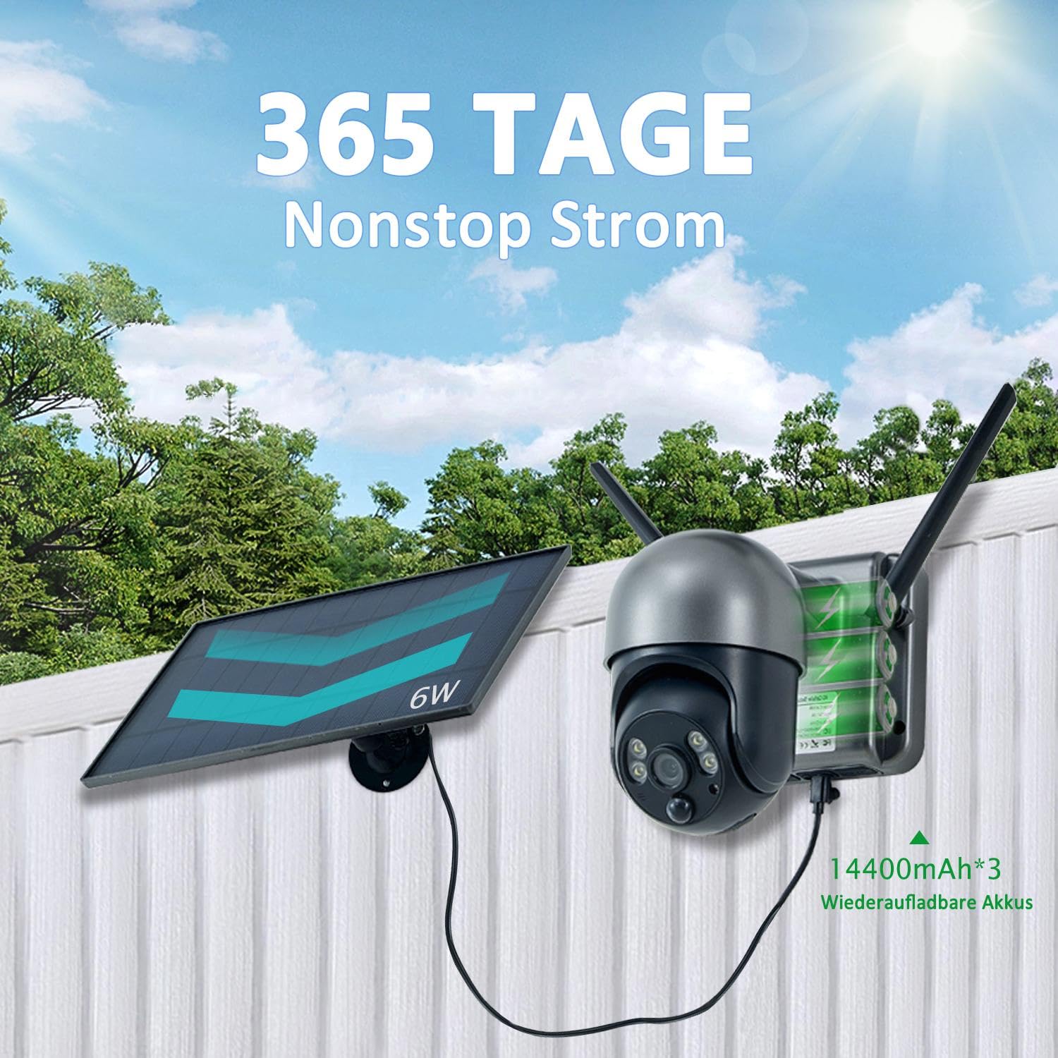 4G Cellular Sicherheitskamera mit SIM Karte, überwachungskamera ohne WLAN, überwachungskamera Solar, Bewegungserkennung, PIR-Bewegungssensor, 360-Grad-Ansicht, 2K HD