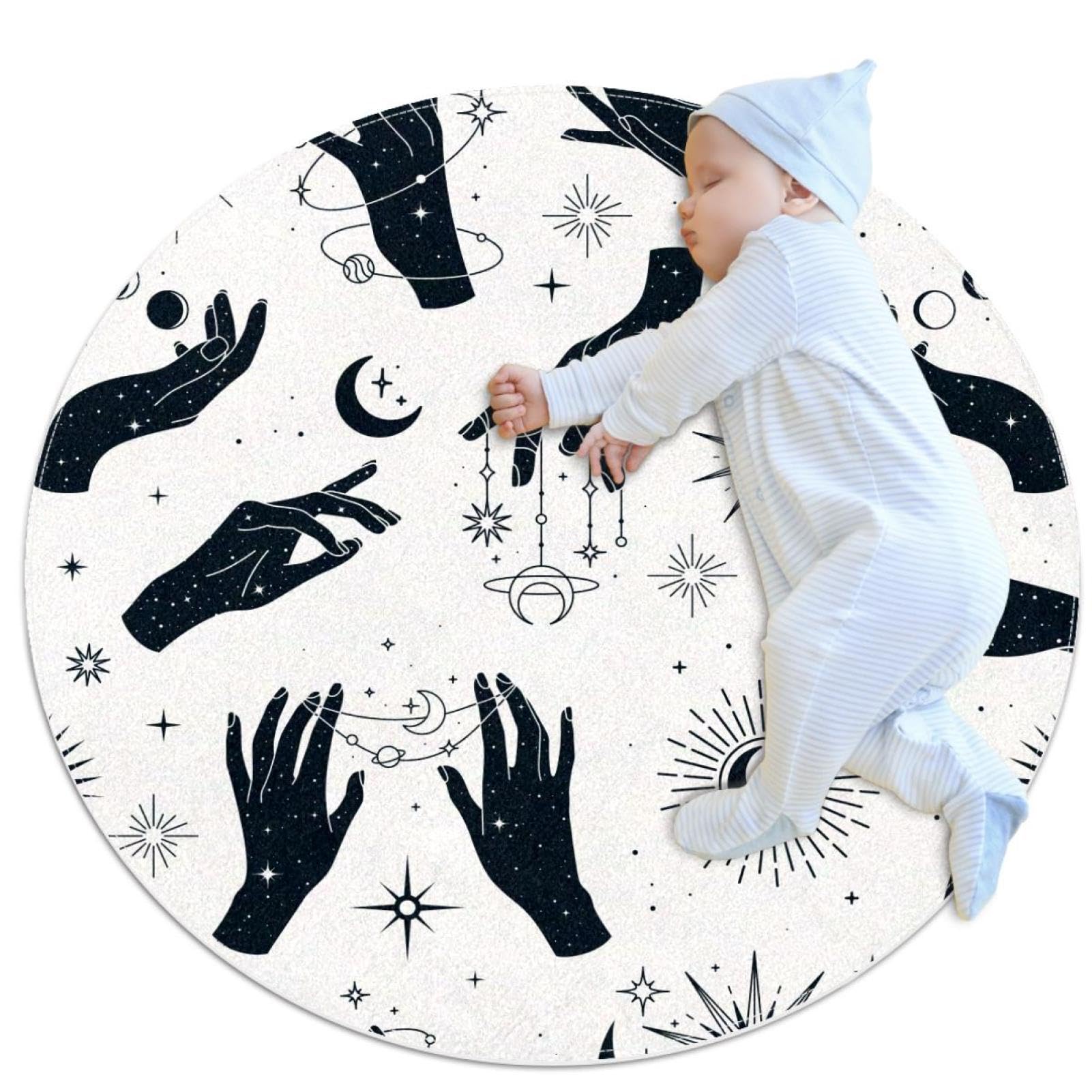 Tapis salle de bain rond 1m antidérapant constellations lune canapé