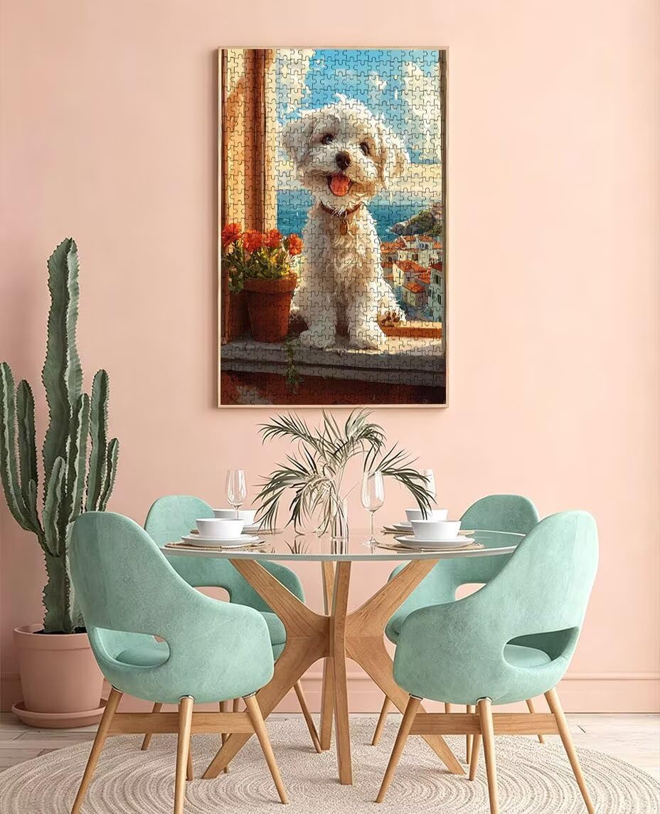 Puzzle dla dorosłych 4000, biały szczeniak, 4000 elementów, dla dorosłych, wymagające gry logiczne, klasyczne puzzle, niemożliwe do złożenia ręcznie robione dekoracyjne, zabawne zajęcia rodzinne
