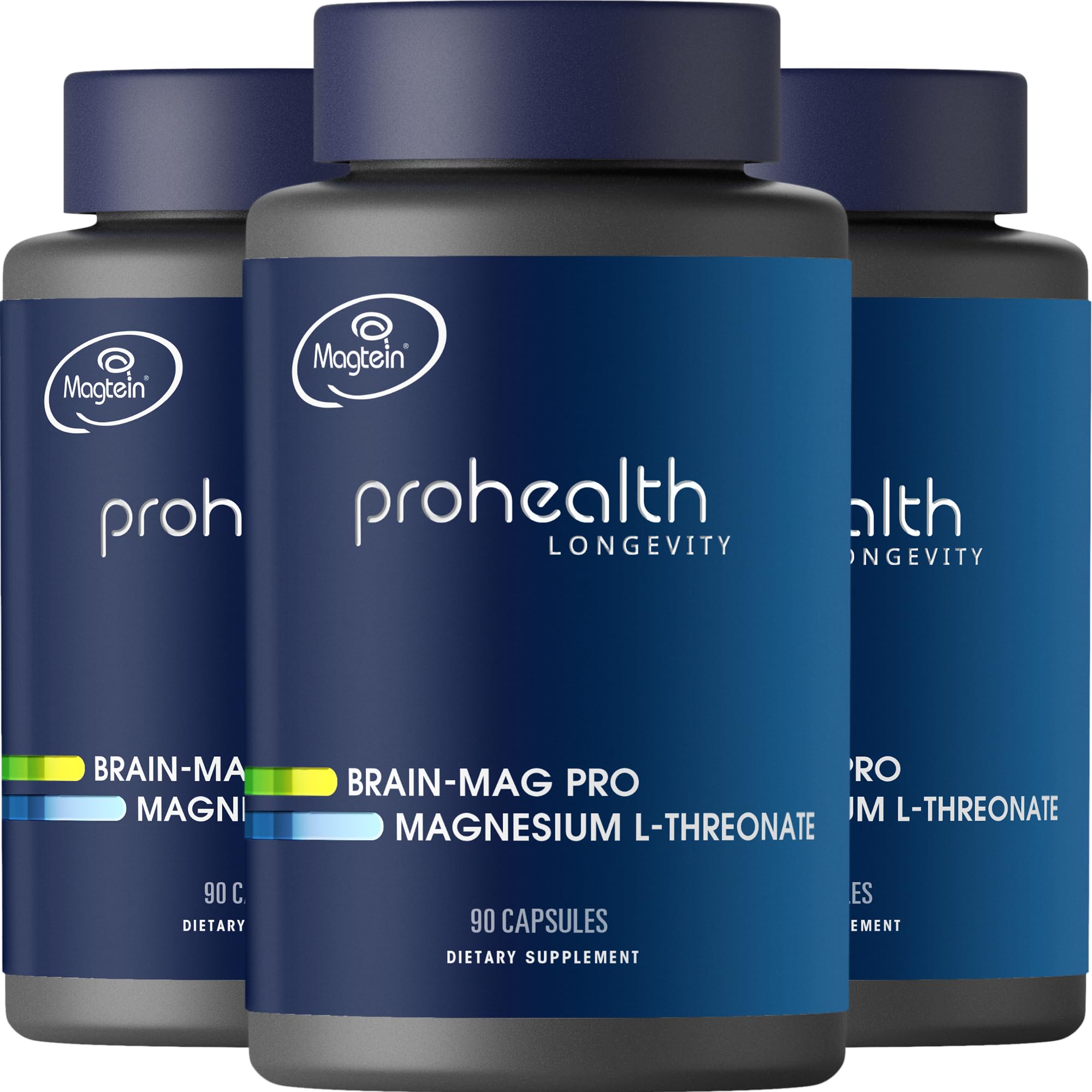 Magnesium L-Threonate Supplement (Magtein), 90 Kapseln | Klinisch unterstützt für Gehirngesundheit | Optimize Lernen, Gedächtnis & Fokus | 3. Partei getestet (3 Pack)
