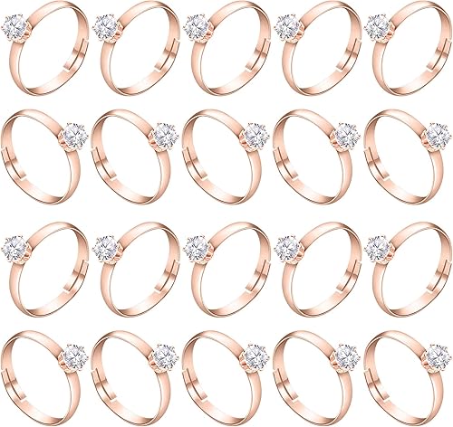 Junkin 48 anillos falsos de boda para novia, anillos de compromiso de diamantes, anillos de despedida de soltera, anillos de diamantes para