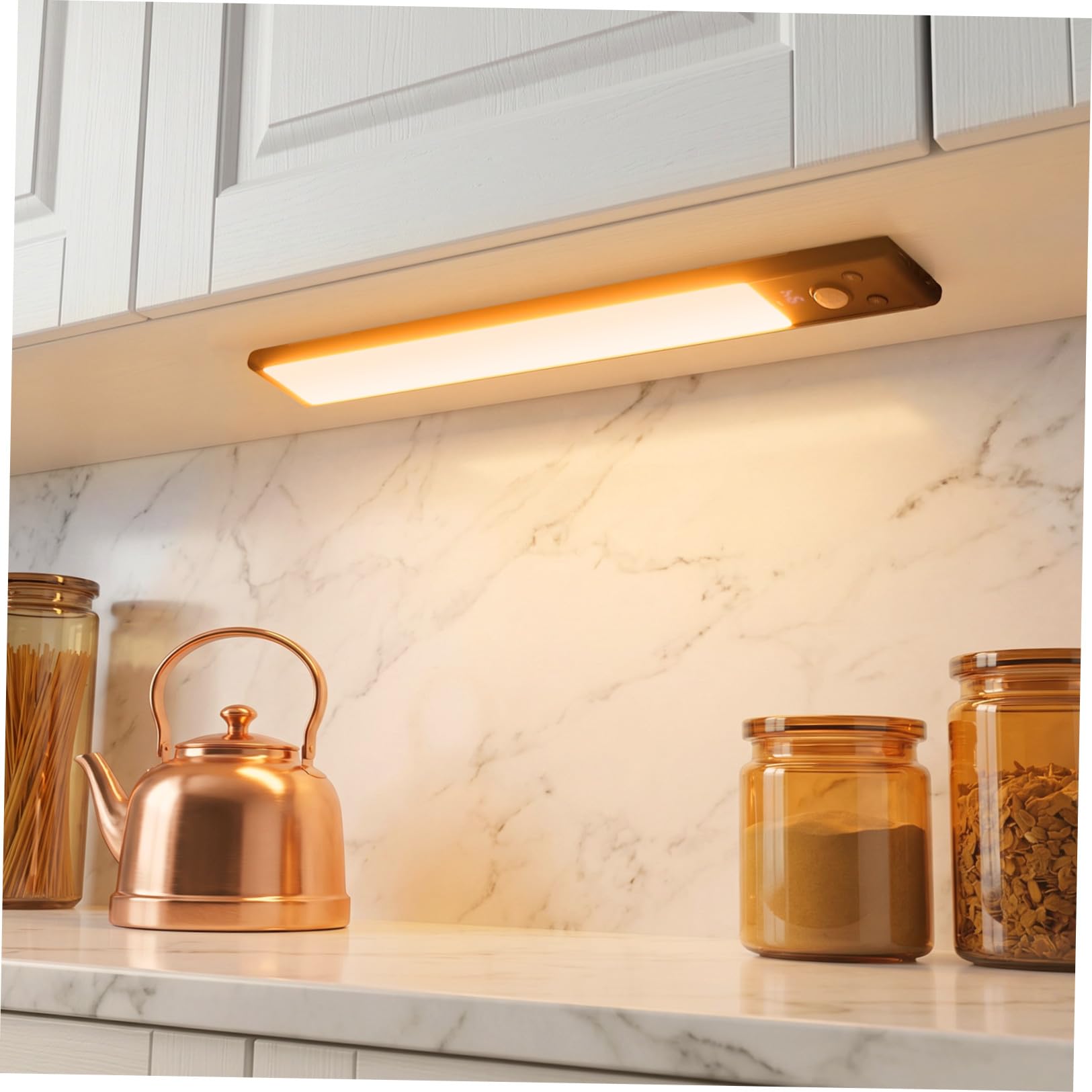 HEMOTON 4 Piezas Luces LED Sensor de Movimiento para Gabinetes de Cocina, Iluminación Amplia, Carga Rápida, Material Aleación de Aluminio y Plástico, Ideales para Debajo de Muebles
