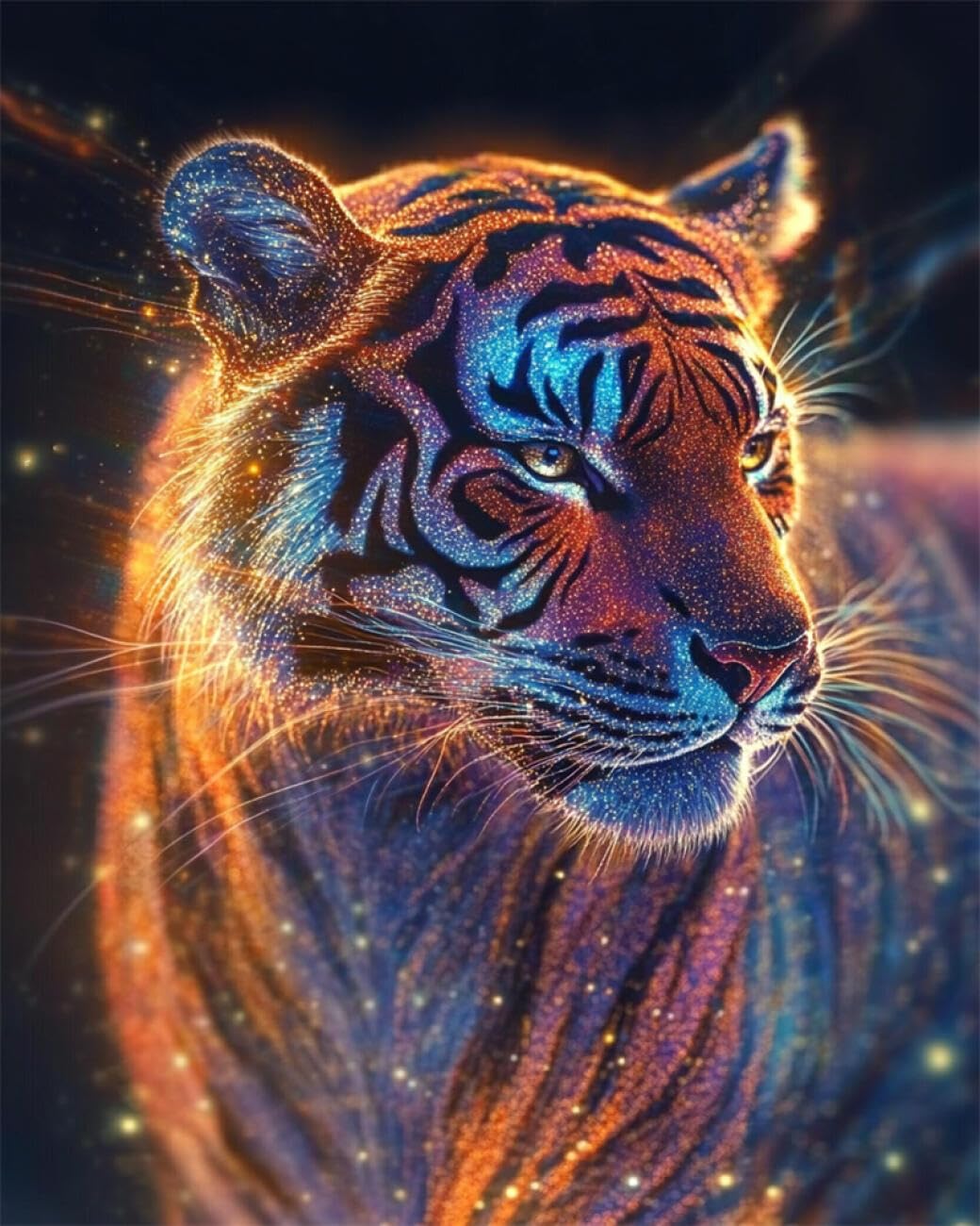 RKFLGEW DIY Embroidery Beads Set Fantasy Tiger 50x70cm