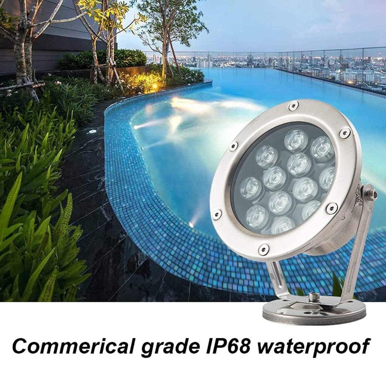 Faretto Subacqueo per Stagno IP68 Illuminazione per Fontana A LED Impermeabile Subacquea in Acciaio Inossidabile 12V per Piscina