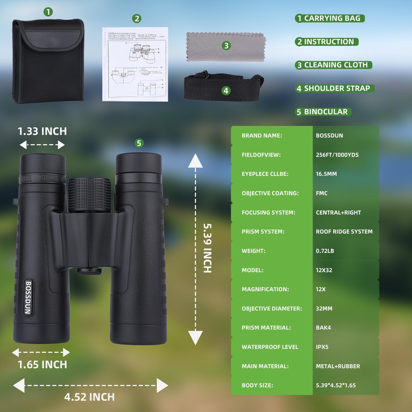Jumelles à Prisme de Toit pour Adultes, Jumelles Compactes Portables et Etanches avec Vision Nocturne à Faible Luminosité, pour l'observation des Oiseaux, la Chasse, Les Voyages, Les Concerts (b)