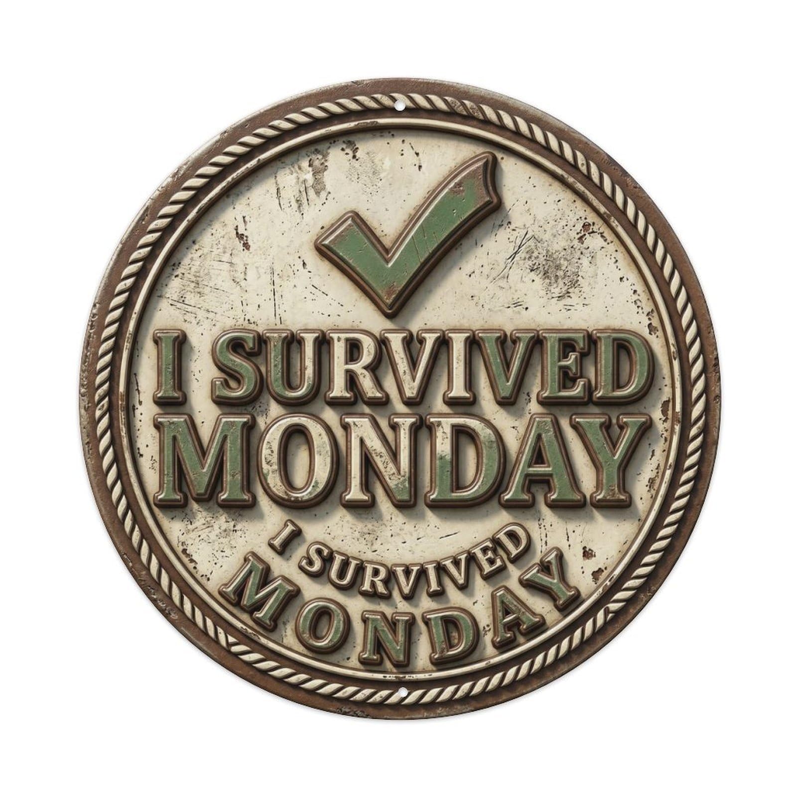 I Survived Monday Nostalgic Garage Accessory Retro Slogans Metal Tin Sign
