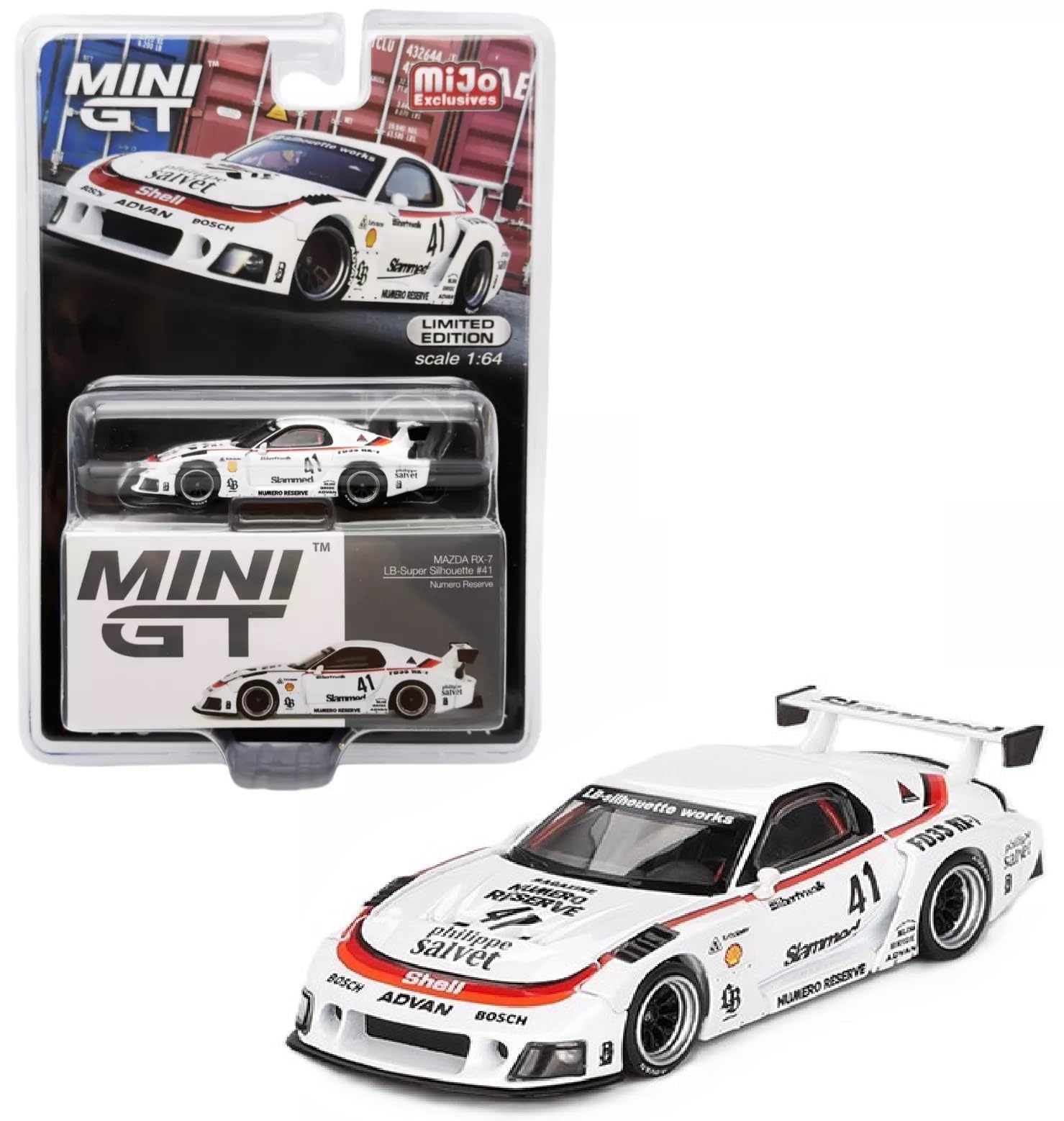 Diecast Collectibles Model Car Compatible with Mini GT 1:64 Mazda RX-7 LB-Super Silhouette #41 Numero Reserve Limited Edition MGT00773