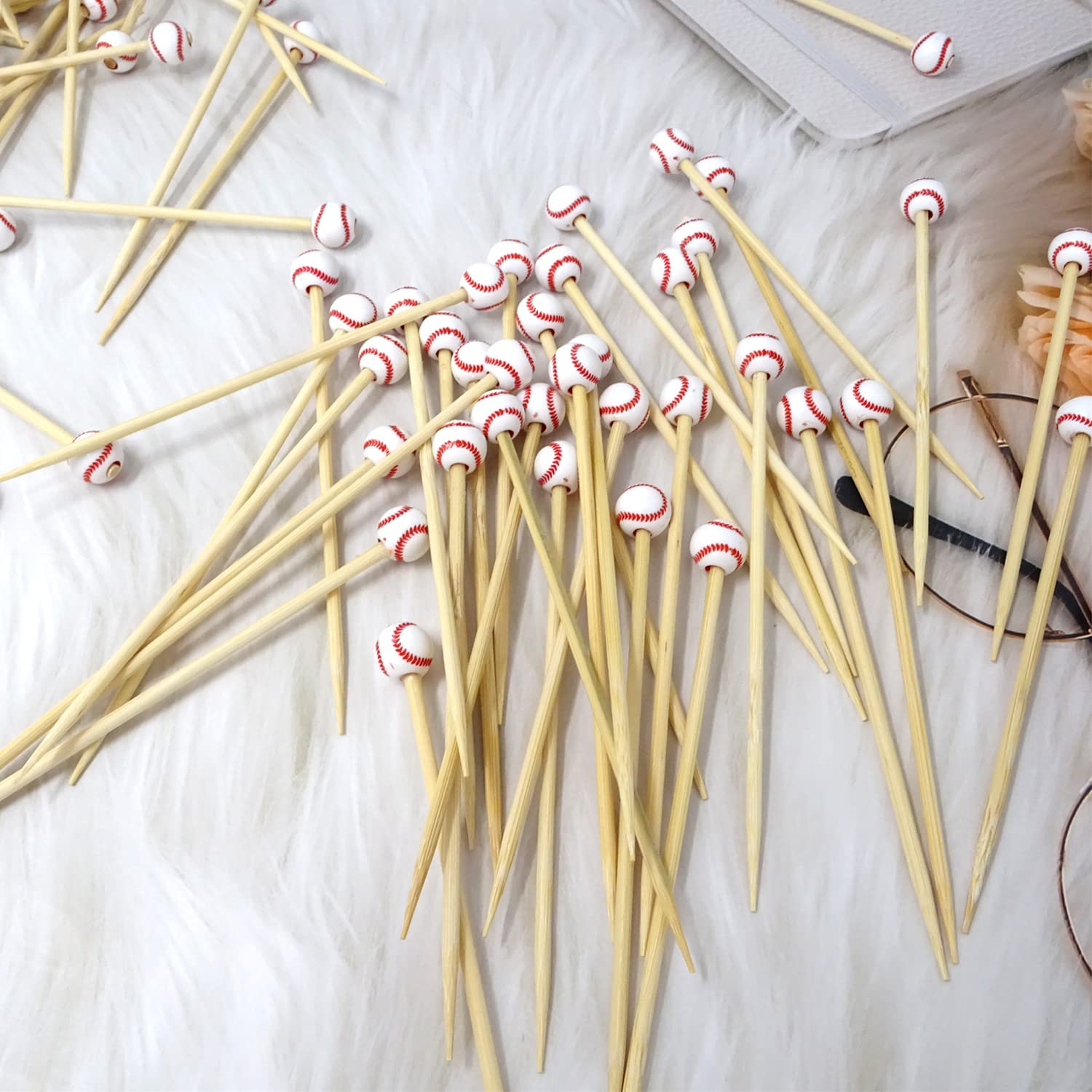 Charcuterie Board Accessories 100pcs Wooden Cocktail Picks With Holder - 5.31" Decorative Skewers For Appetizers & Drinks Wedding Cocktail Sticks