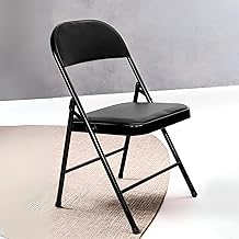 ROSE® Paris Folding Chair for Home | Lightweight, Portable, Balcony, Garden, Camping Chair | Indoor Outdoor Chair | Restaurant Chair (Black (Cushioned))