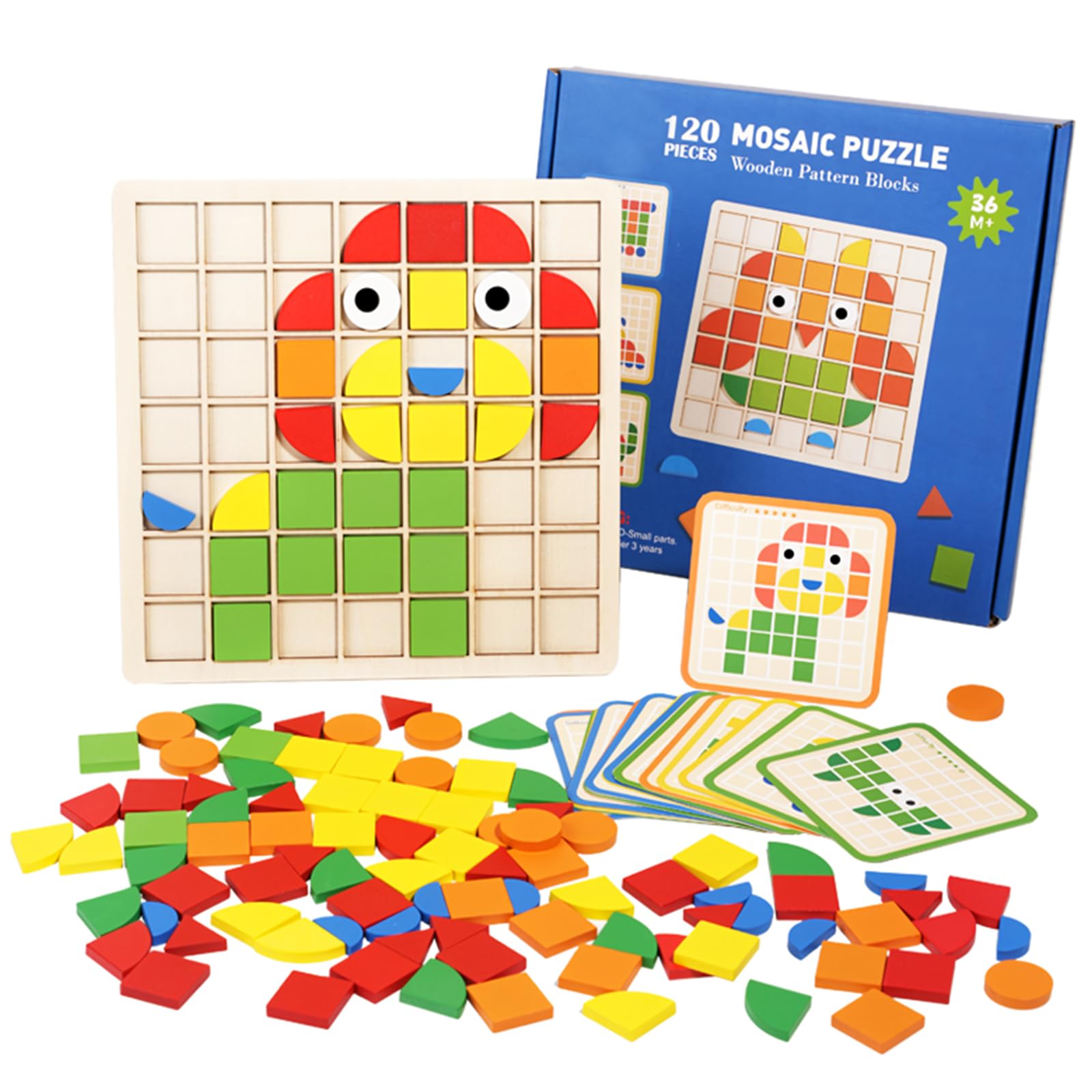 Montessori Holz-Puzzle Für Kinder – 155 Teile Bausteine & 24 Vorlagekarten | Lernspiel Ab 3–6 Jahre