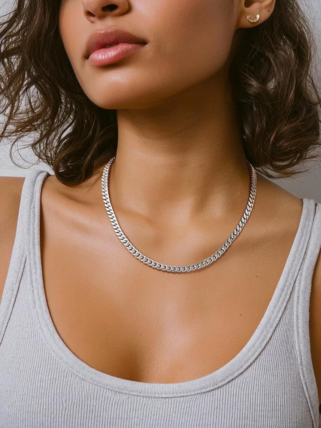 FindChic Chunky Cuban Link Chain for Women, Silver/Gold Plated Choker Trendy Statement Necklace, Thick Curb Chain Hip Hop Punk Jewelry Gift, Unisex Size 5/12/14mm - Image 3