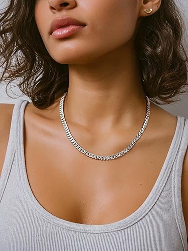 Vista 3 de FindChic Cadena de eslabones cubanos gruesos para mujer, gargantilla chapada en plataoro, collar de declaración de moda, cadena gruesa estilo hip