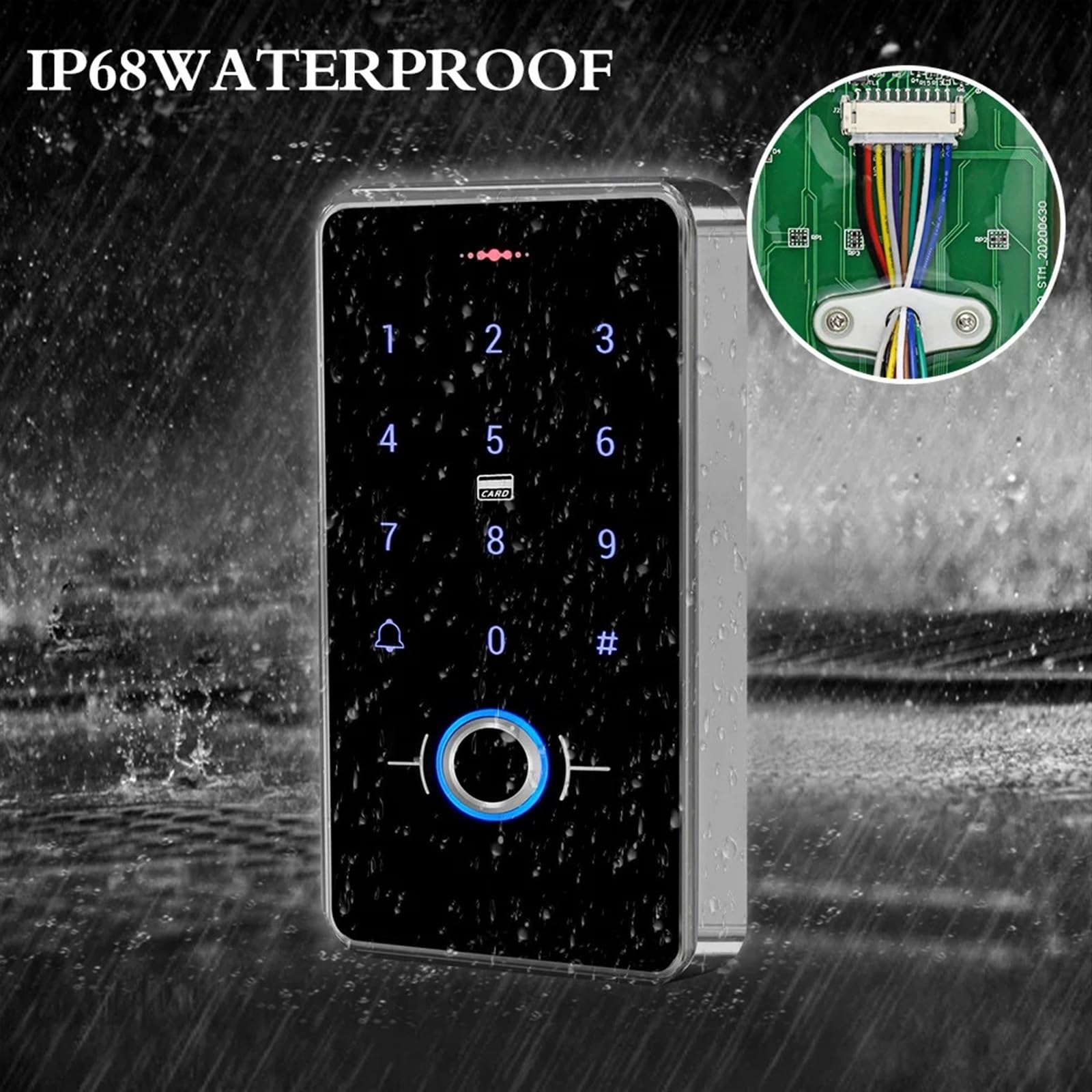 de Control de Acceso de Puerta a Prueba de Agua IP68, Teclado biométrico RFID, Fuente de alimentación, cerraduras magnéticas eléctricas de 180KG for el hogar(Kit9 (180KG AN))