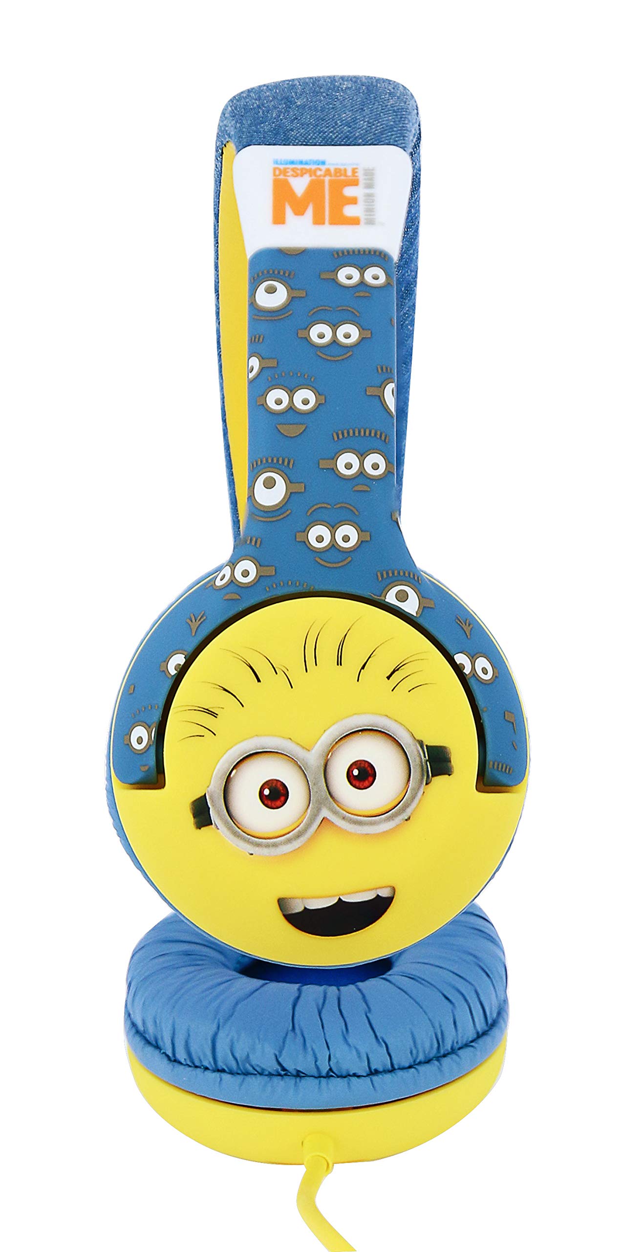 OTL Technologies JUNIOR Cuffie per bambini Minion Faces (fascia imbottita, limite di volume di 85 dB, design colorato, per ragazzi e ragazze), Blu/giallo