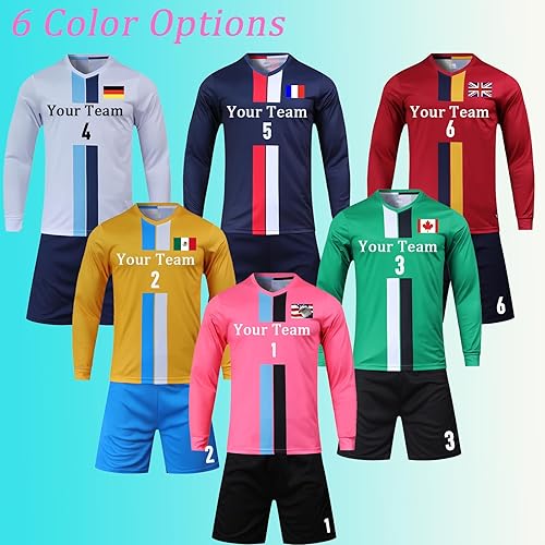 Miniatura 4 de Camiseta de fútbol de portero personalizada para adultosniños, manga larga personalizada y pantalones con logotipo del equipo