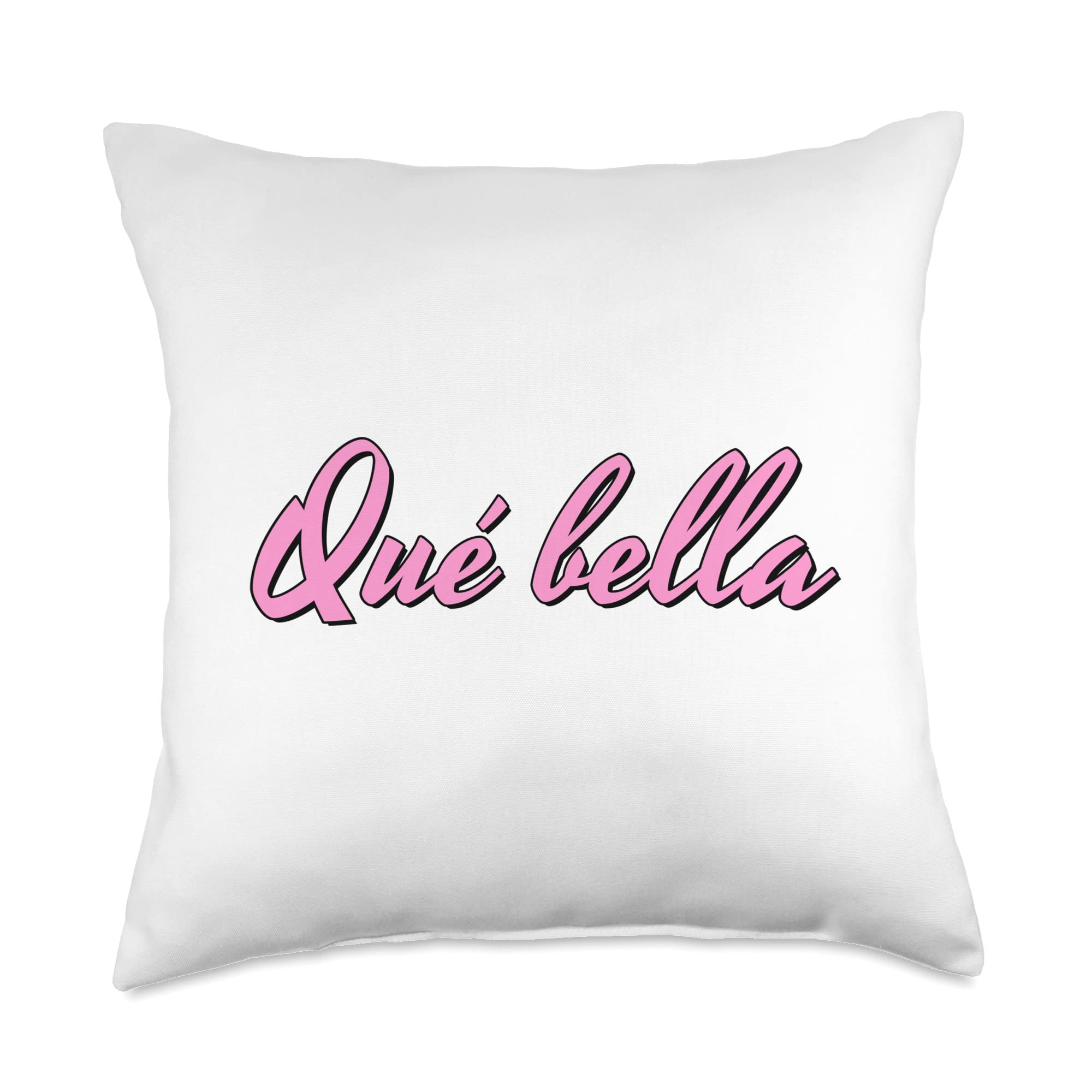 Qué bella - Pink Letters Throw Pillow