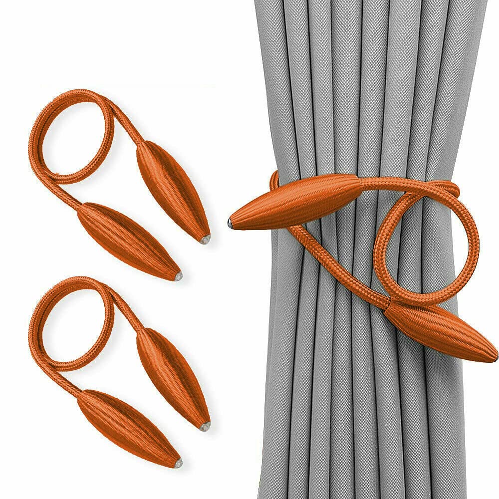 Pair of Twist Curtain Tie Backs - Durable Holdbacks for Curtains & Voiles - Orange