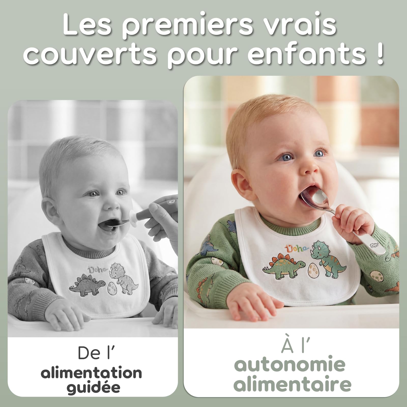 Lehoo Castle Couvert Enfant, 6 PCS Couvert Enfant Inox, 2 x Fourchette, 2 x Couteau, 2 x Cuillere, Set Couvert Bebe pour Garçons Filles de 3+ Ans